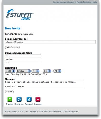 StuffIt-Connect-interface